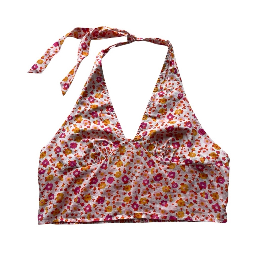 BP Floral Crop Halter Top